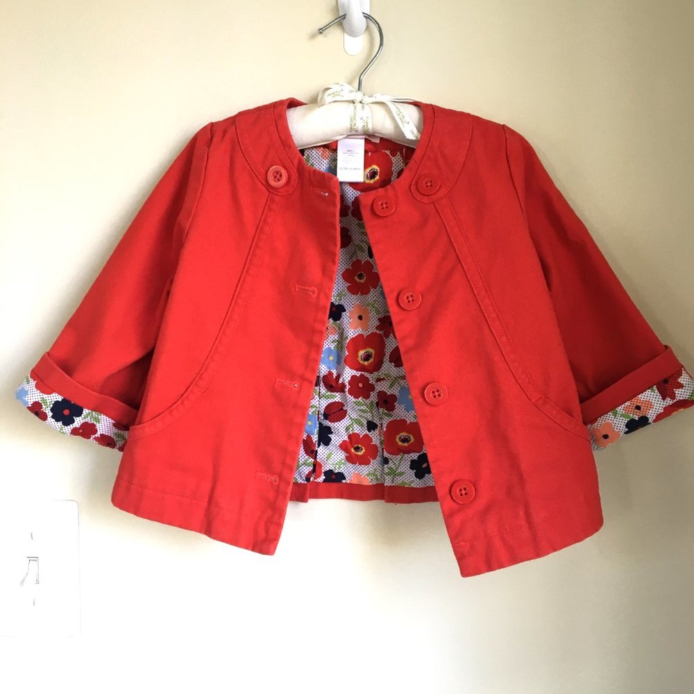 Janie and Jack Sweet Ladybug Button Jacket, Poppy Red, Size 12-24 months